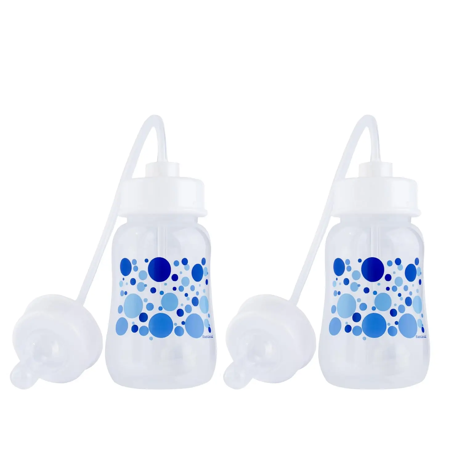 Hands-Free Baby Bottle - Anti-Colic Nursing System 4 oz Baby Bottle with Fast Flow Nipple/Teat 3m+ with Tube Straw Feeding System  Toddler (2 Bottles - Blue)