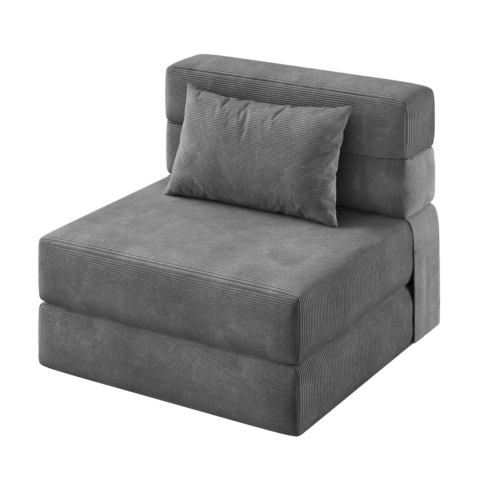 Convertible 4-Fold Floor Sofa Bed, 72"x28"x6" Folding Mattress Sleeper Chair, Cozy Corduroy Floor Couch Lounger with Pillow, Removable Cover for Small Space Studio Dorm Gaming