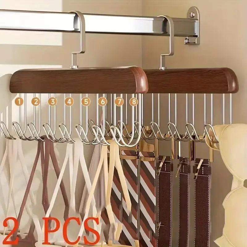 Space-Saving 360° Rotating Bra and Tank Top Clothes Hanger, 8 Hooks, Holds 16 Straps, Durable Organizer for Bras, Underwear, Tanks, Short Sleeves