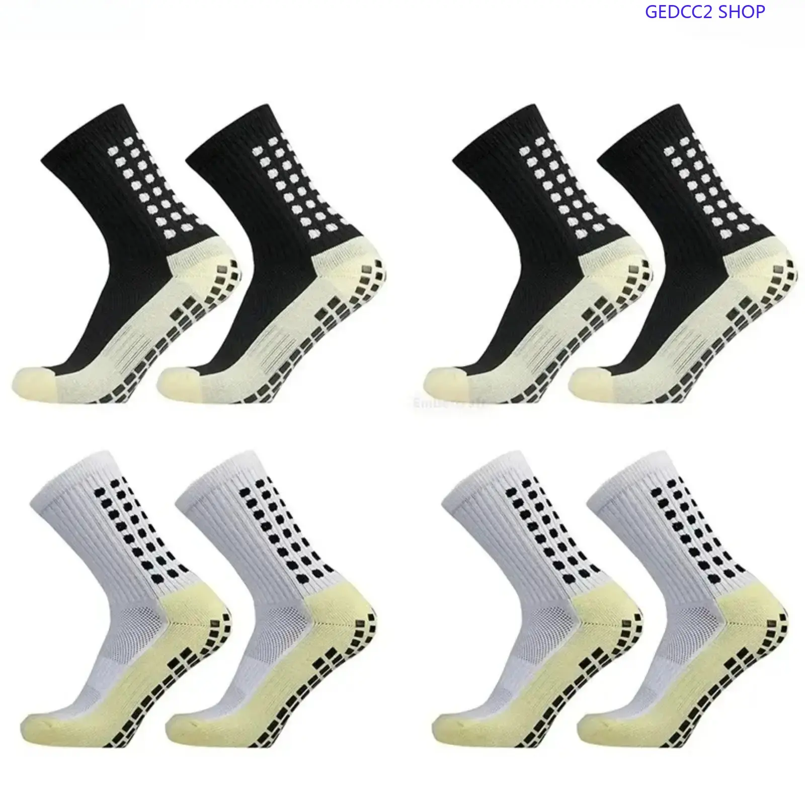 Men’s Athletic Crew Sports Socks, Breathable Moisture Wicking Socks with Non-Slip Grip, Soccer Training Socks for Gym, Running & Daily Wear