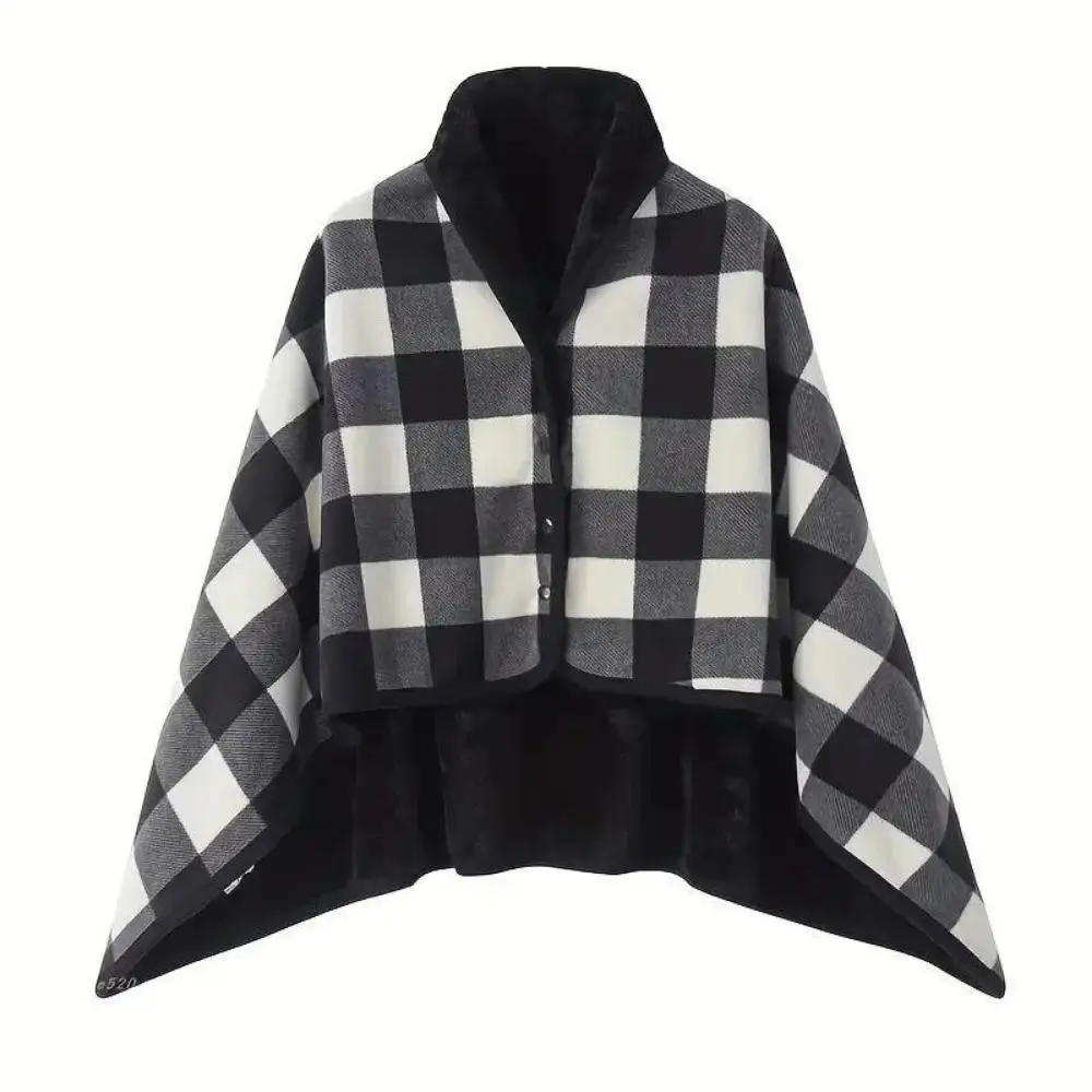Soft Thick Polar Fleece Wearable Cape Shawl Designed With Easy Button Fastener, Fluffy Plush Sleeveless Wearable Blanket That Frees Up Both Hands, Warm Cold-Proof Body Warmer With Contemporary Minimalist Style, Versatile Multi-Functional Accessory Perfect
