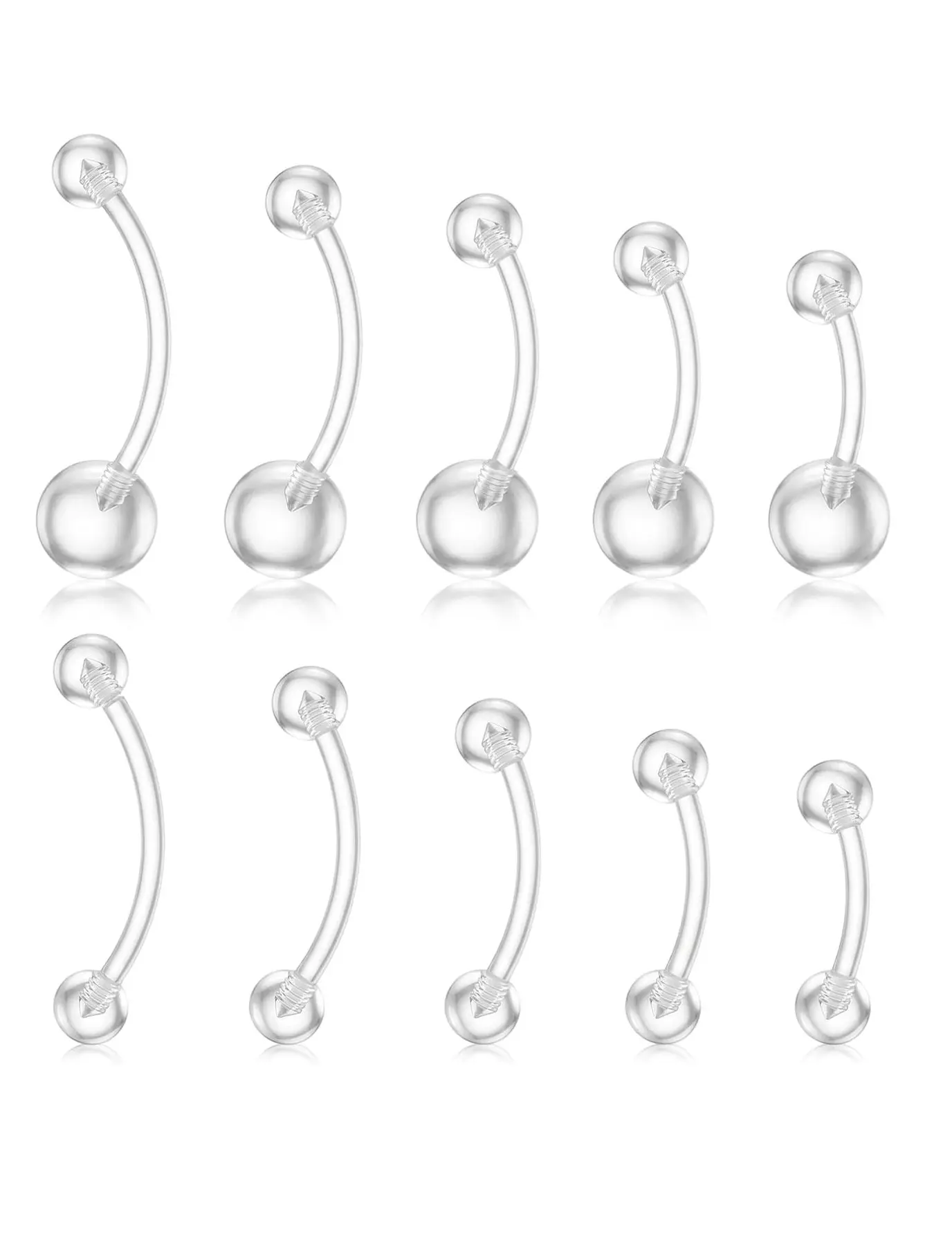10pcs Plastic Belly Button Rings 14g, Curved Barbell Navel Piercing Retainers, Invisible Navel Ring for Work Surgery, Pregnancy Belly Rings Body Piercing Jewelry