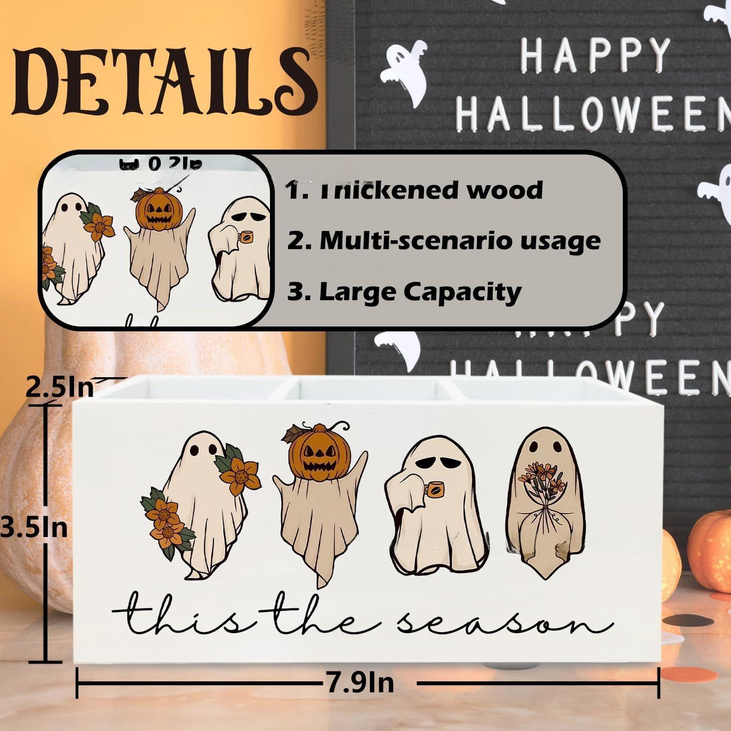 Halloween Ghost Pumpkin Pen Holder, Cute Desk Organizer, Spooky Season Office Decor, Back to School Gift