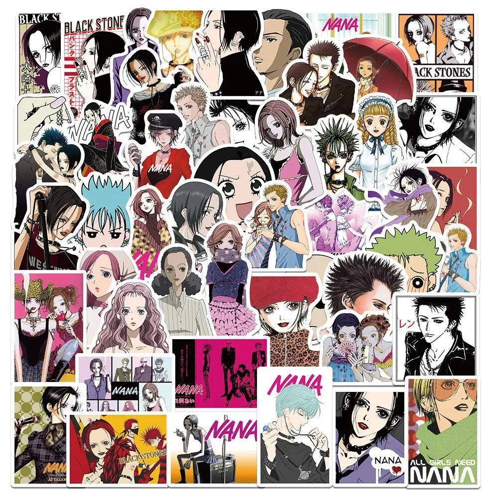 50Pcs Anime NANA PVC Stickers, Waterproof Decorative Anime Art Toy Stickers for Car, Motorcycle, Laptop, Ideal Novelty Gift for Model & Toy Vehicle Enthusiasts, Gifts