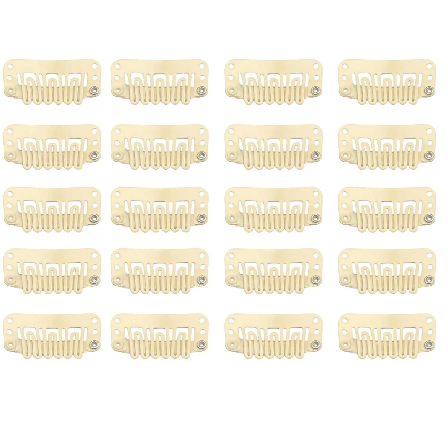 20 count Snap Clips for Hair Extenisons U-Shaped Wig Clips, Beige Color | Stainless Steel Hair Extension Clips, Wig Accessories, DIY Clips for Hairpieces