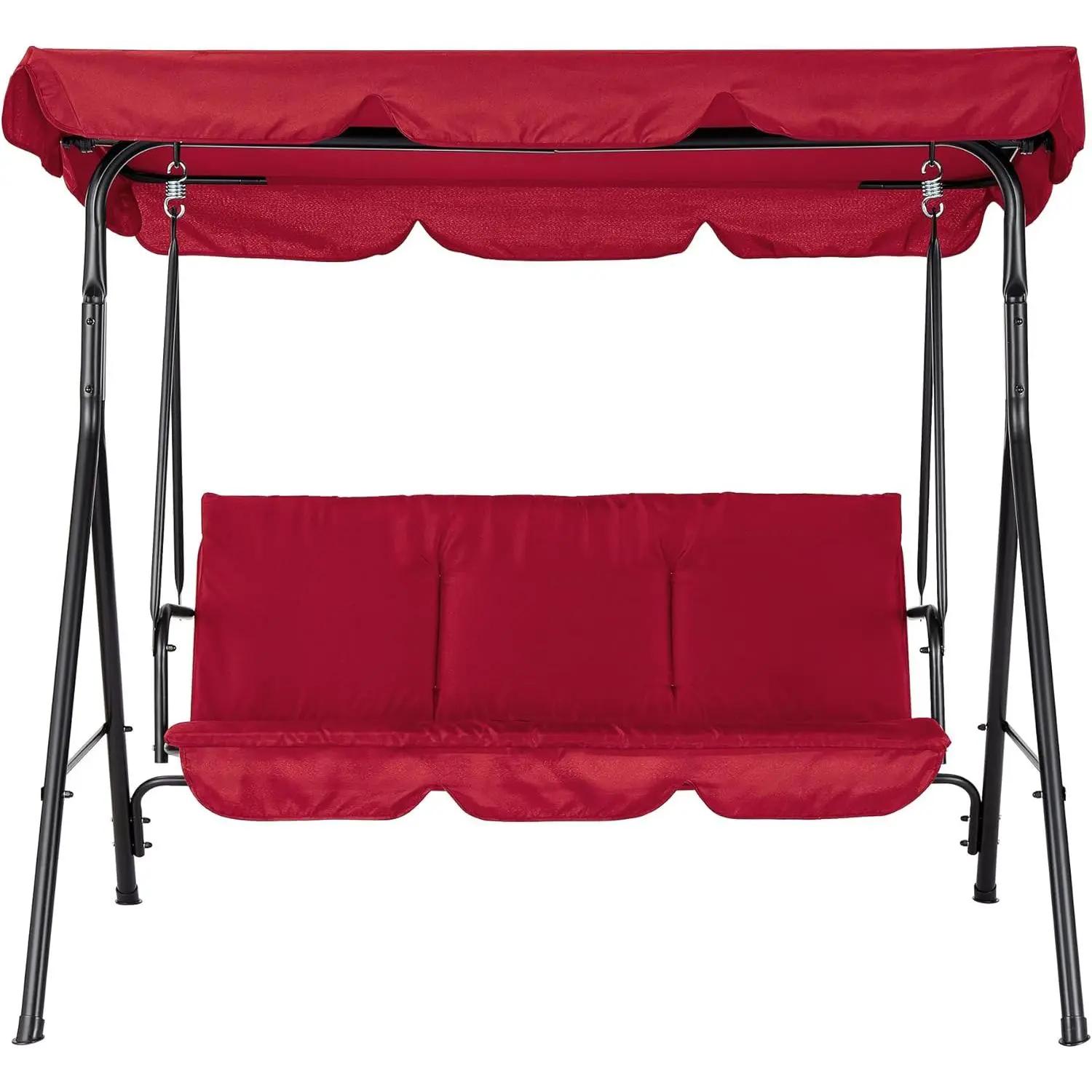 3-Seat Heavy-Duty Outdoor Metal Frame Stand-Alone Patio Porch Swing Chair, Outdoor Swing with Adjustable Canopy for Garden, Lawn, Outdoor Swing With Canopy