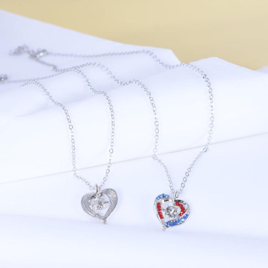 Independence Day Heart Diamond Pendant Fashion Necklace