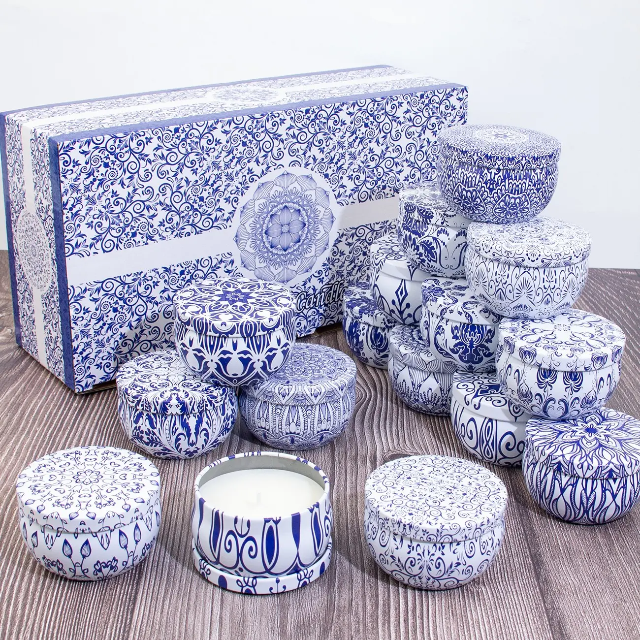 16 Pack Light Blue Scented Candles Gifts Soy Wax Travel Tin Jar Candles for Home, 2.5 OZ for Mom,Christmas, Home Scented Decoration Birthday, Thanksgiving, Mother's Day，Valentine's Day & Halloween