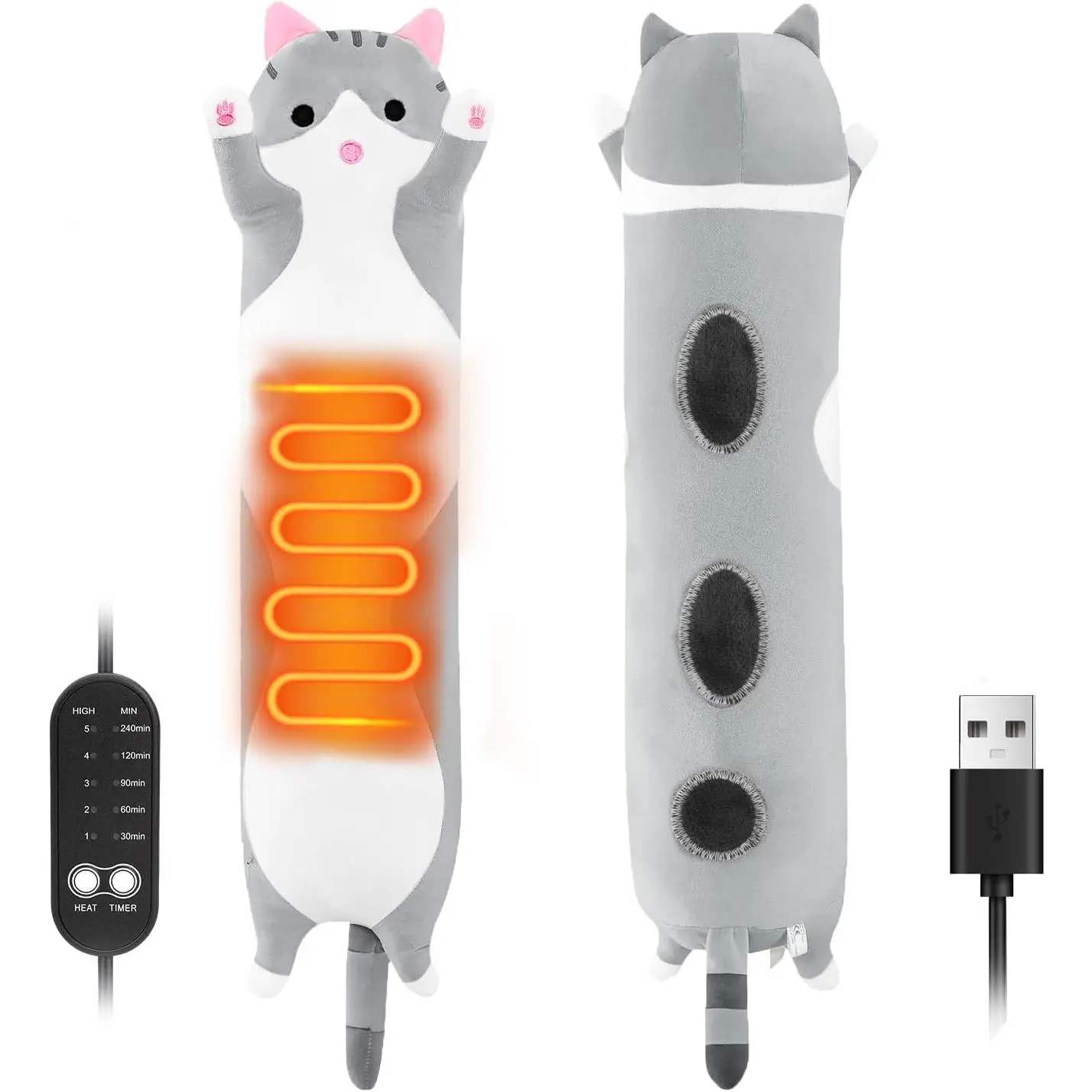 Cat Heating Pad for Period Cramps, USB Power Heated Plush Stuffed Animals |   Menstrual Pain Relief Portable Electric Heat Pad, Teen Girl Gifts Trendy Stuff, Funny Gift for Women Teenage Girls Cat Lovers