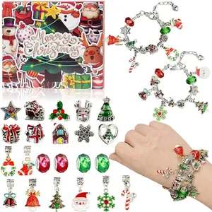 2026 Christmas Advent Calendar Bracelets 24 Days Xmas Countdown DIY Jewelry Making Kit With 22 Charm Beads 2 Bracelets Advent Calendars Gift For Women
