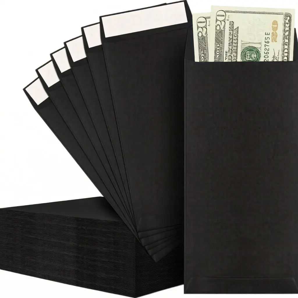 10 Kraft Self-Adhesive Envelopes, Wet Glue Removable, Paper Envelopes for Office, Business, Friends, Coins, Checks, Small Items, Cash Envelopes, Money Stuffing Envelopes