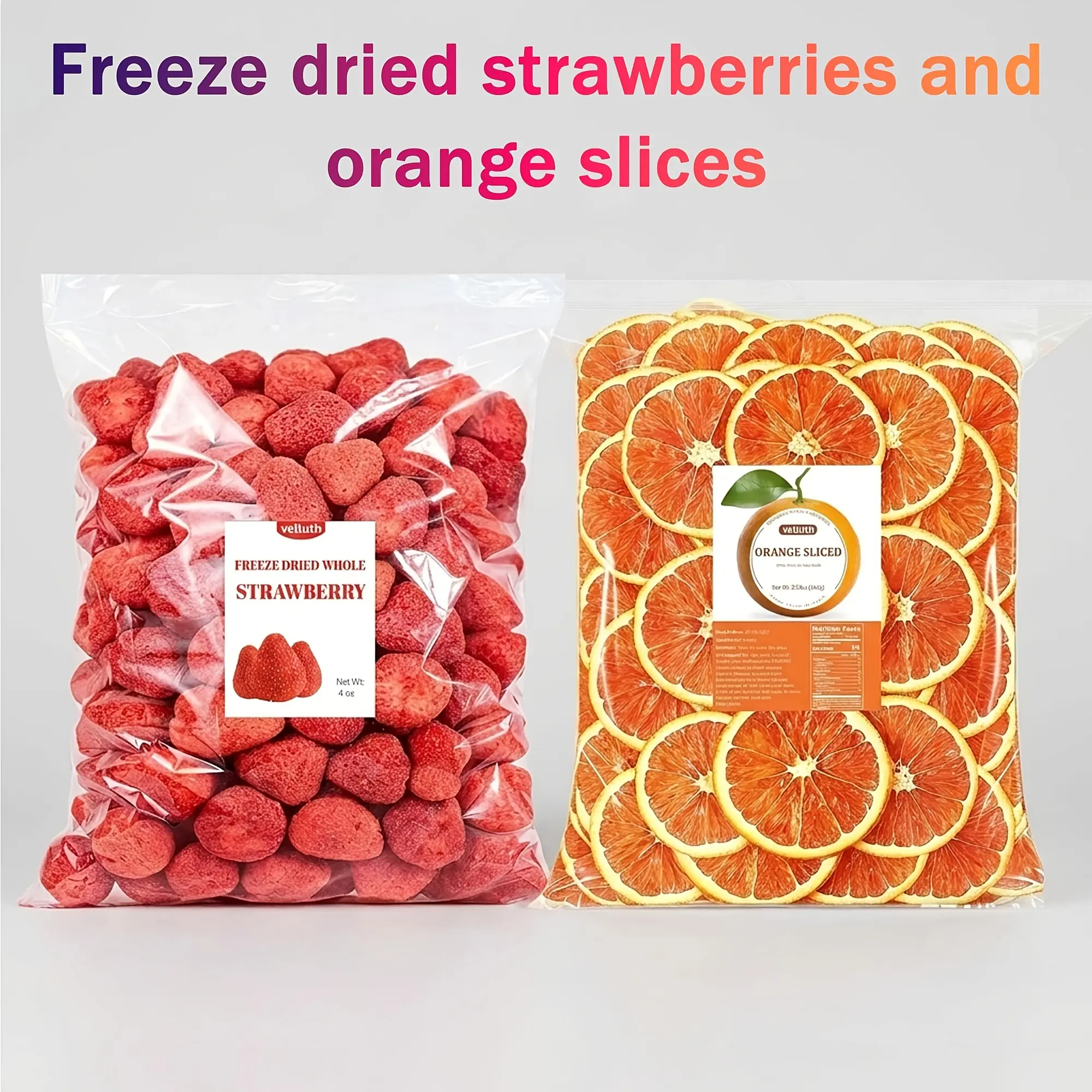 Freeze-Dried Orange Slices & Strawberry Combination Suitable for Oatmeal, Cereal, Smoothies, Yogurt - Pack (3.53oz/4oz) No Added Sugar, No Additives, Fruit Powder for, Snacks, Desserts - Allergen-Free Ingredient
