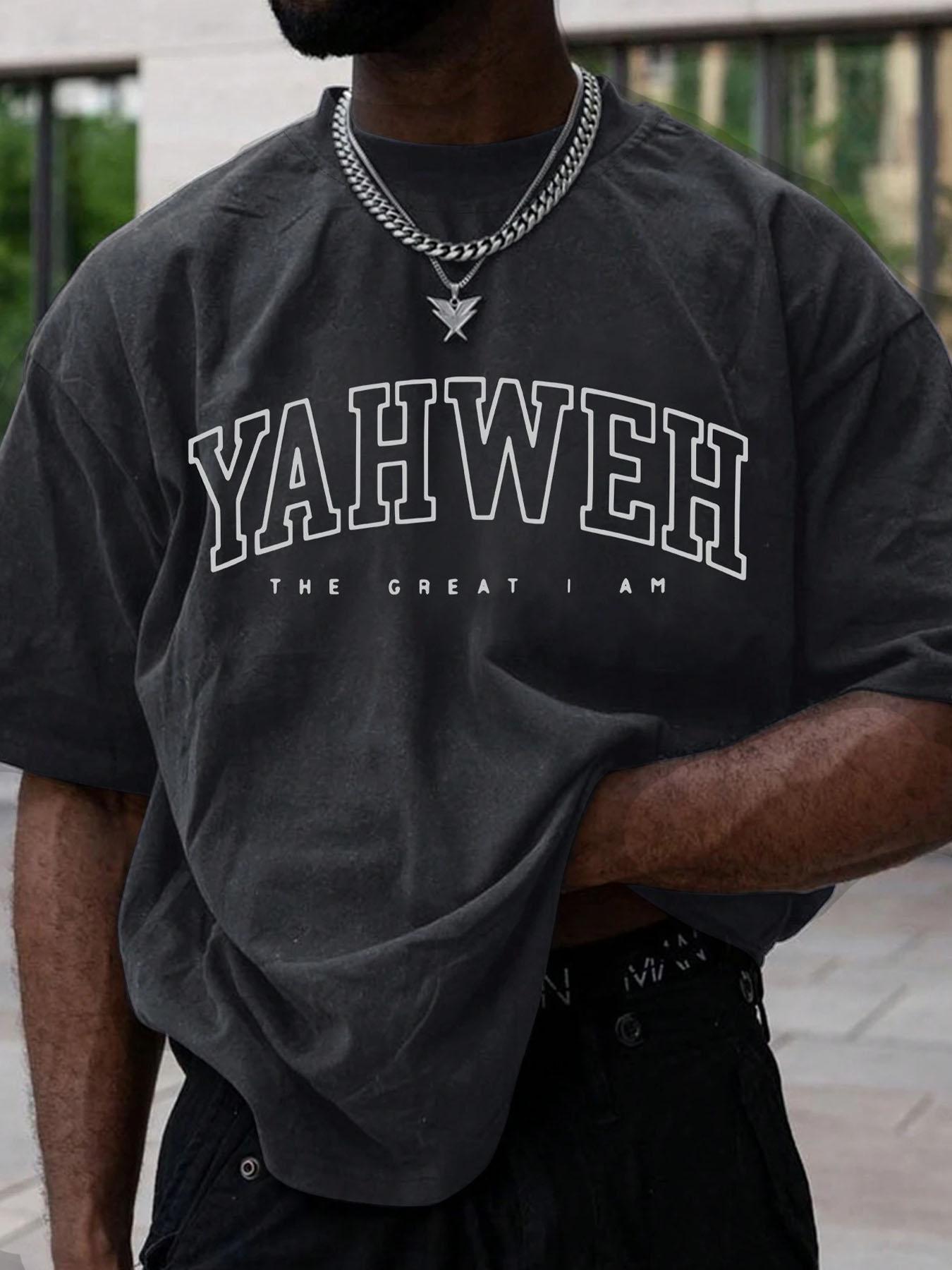 Men's Letter Print Drop Shoulder Tee, Regular Fit Casual Short Sleeve Round Neck T-Shirt for Summer, Fashion Men's Top for Daily Wear, Casual Fit Streetwear