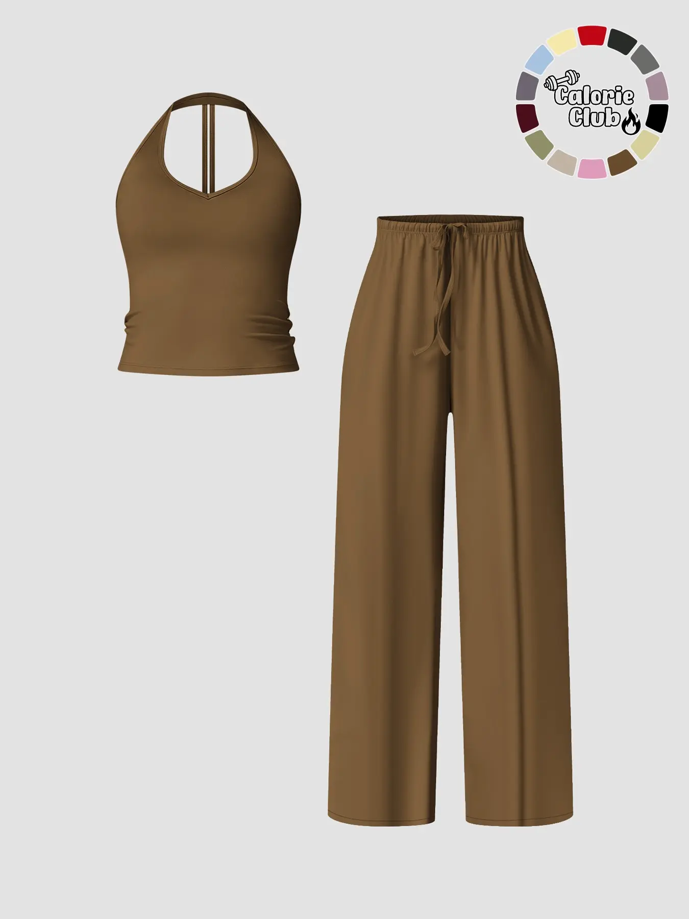 Women's Quick-Dry Sports Tank Top, Casual High-Waisted Bell Bottoms, Comfortable Sporty, All-Season Plain Style, Casual Sportswear Set
