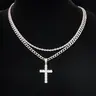 【Black Friday】Hip Hop Twist Chain Necklace & Rhinestone Cross Pendant Necklace for Daily Wear, Stainless Steel Jewelry for Men & Women, Classic Ideal Gift Jewelry #GLOBAL PICKS