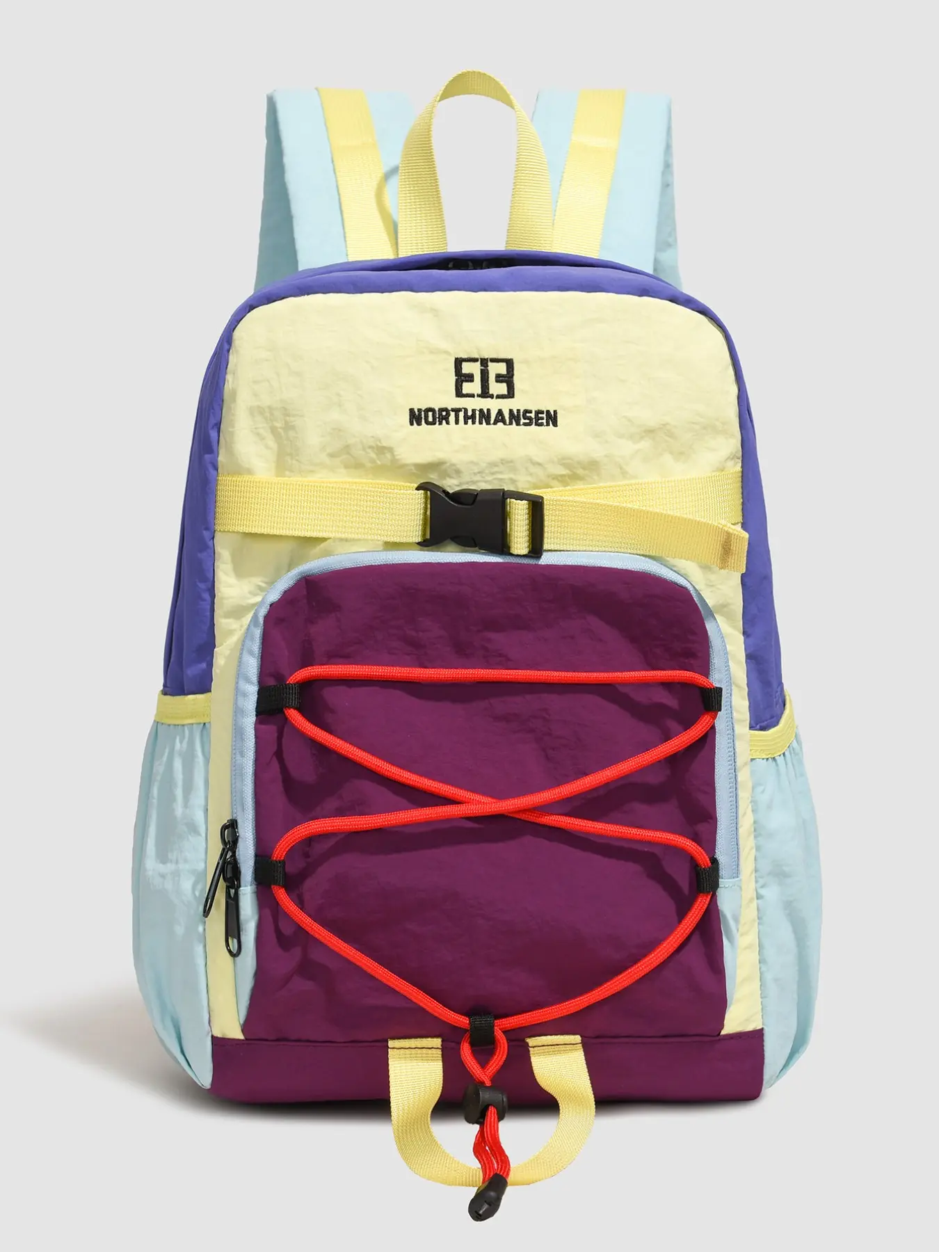 Dopamine Colorblock Nylon Backpack, Waterproof and Splash-Resistant, Multiple Compartments, Ideal for Students and Hikers