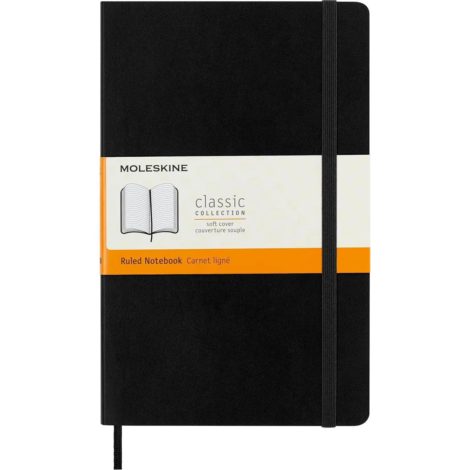 "Moleskine Classic Notebook, Soft Cover, Large (5"" x 825"") Ruled/Lined, Black, 192 pages" (S07162) | Large 5" x 8.25" notebook with 192 ruled pages for journaling, note-taking, planning, and everyday writing.