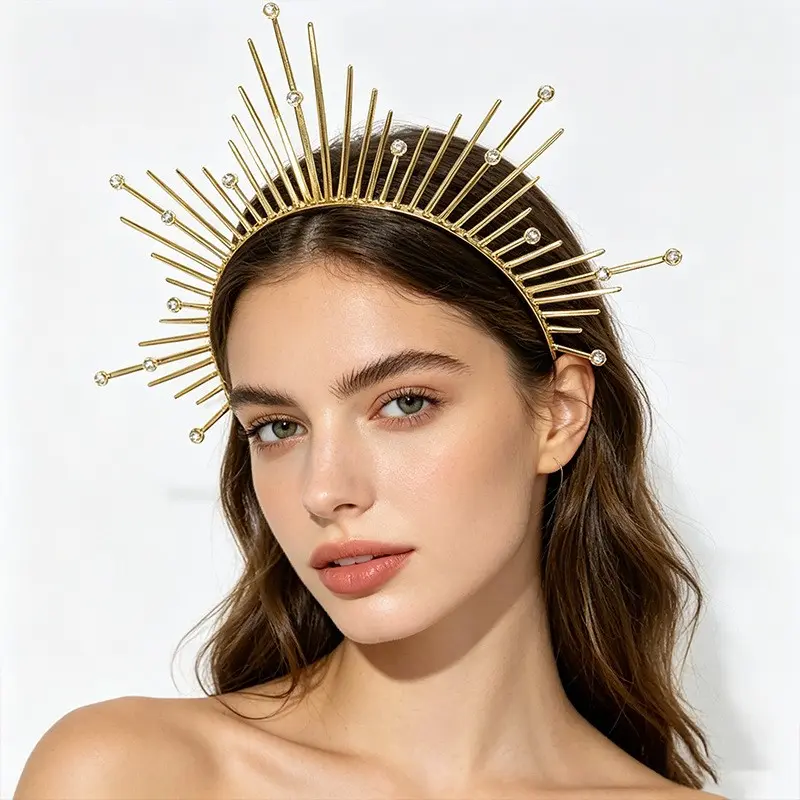 Sun Ray Virgin Mary Halo Headband, Greek Goddess Circle Crown, Aesthetic Hair Accessory for Photo Shooting