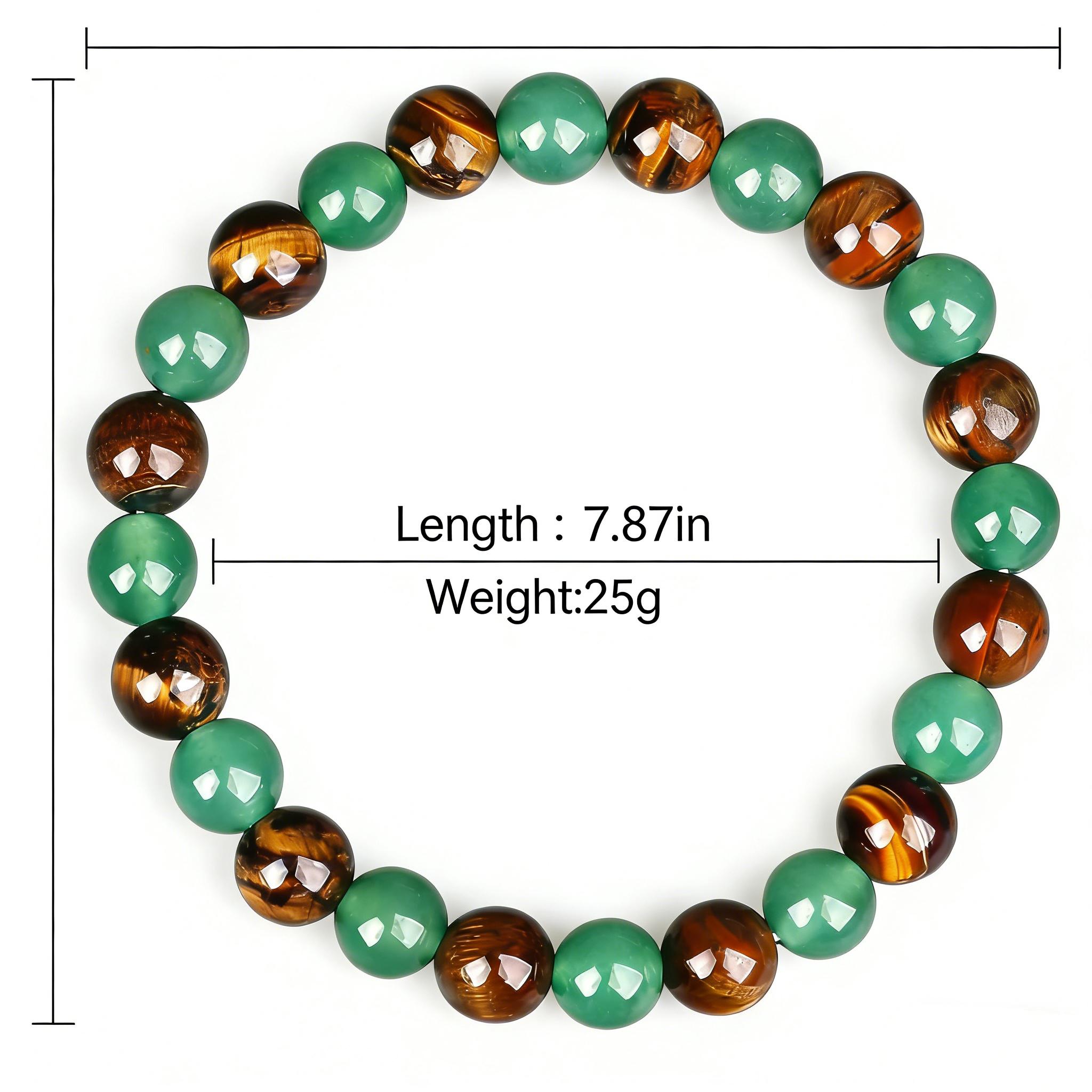 1pc Arpurraina Money Attraction Bracelet |   Green Aventurine & Tiger Eye Colorblock Beaded Bracelets |   Jade Bracelet for Women Men |   Bracelet Stack |   Men Accessories |   Couples Freak Gifts