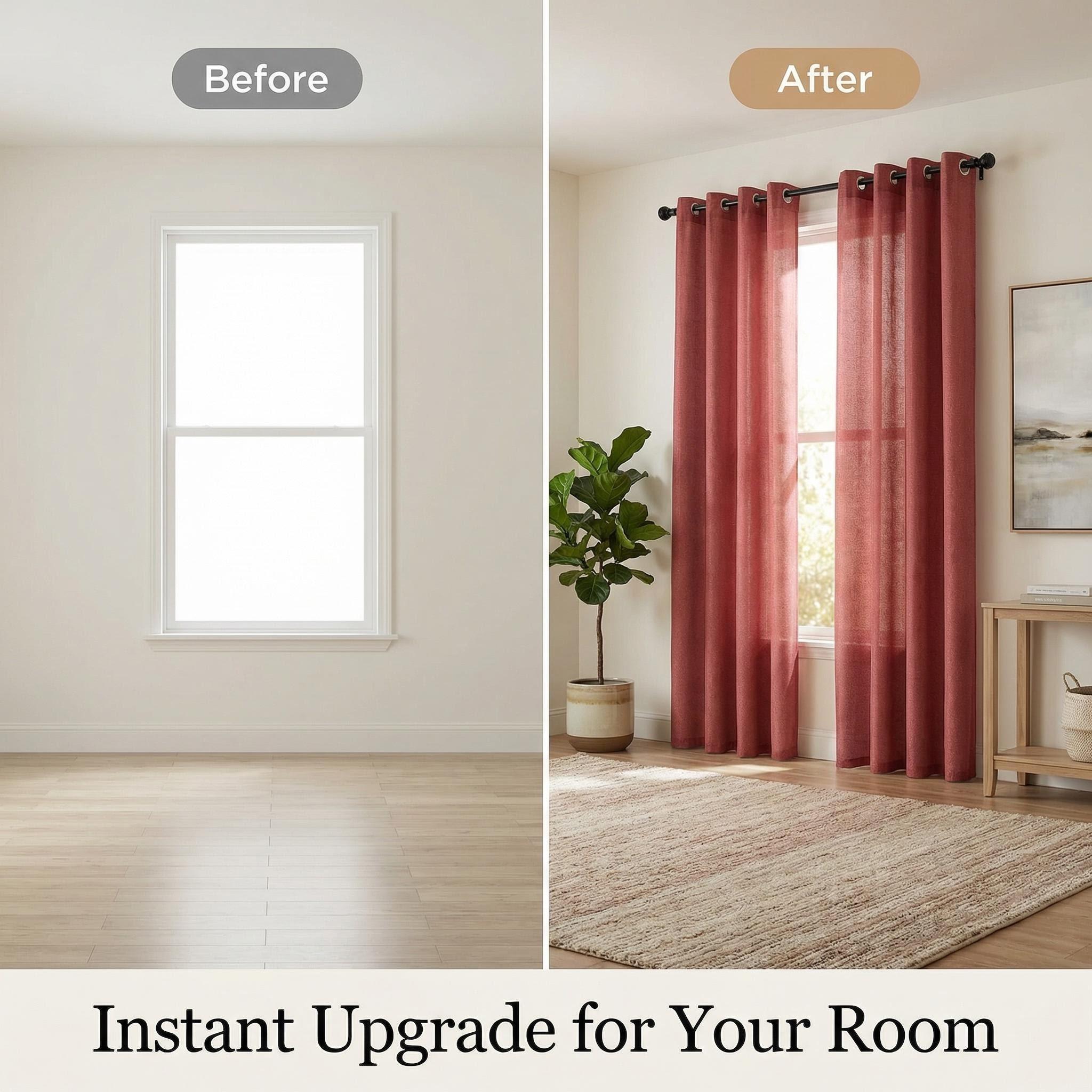 Cozy Curtain 2 Panels 52x84inch Semi-Transparent Curtains. The fabric is made of cationic two-color yarns, interwoven with silver threads. The design features looping patterns. Installation is simple, and they are stylish and high-end. L18