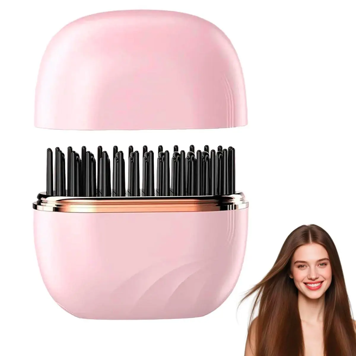 Compact Wireless Straightening Comb, 1-Count Portable USB-Rechargeable Travel Hair Styler with Copper Heating Plates, Fashionable Modern Design Mini Thermal Straightening Brush, Thermal Brush Straightener