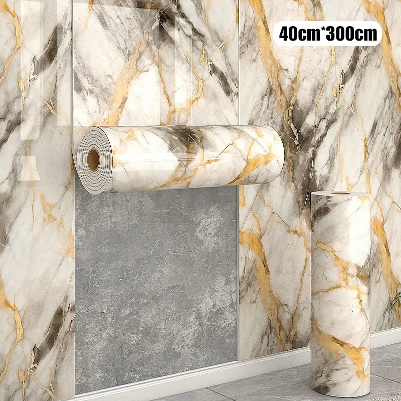 Self-Adhesive Marble Pattern Wallpaper, Peel-And-Stick, Easy Clean, Moisture-Resistant, DIY Friendly, Ideal for Kitchen, Bathroom, Living Room