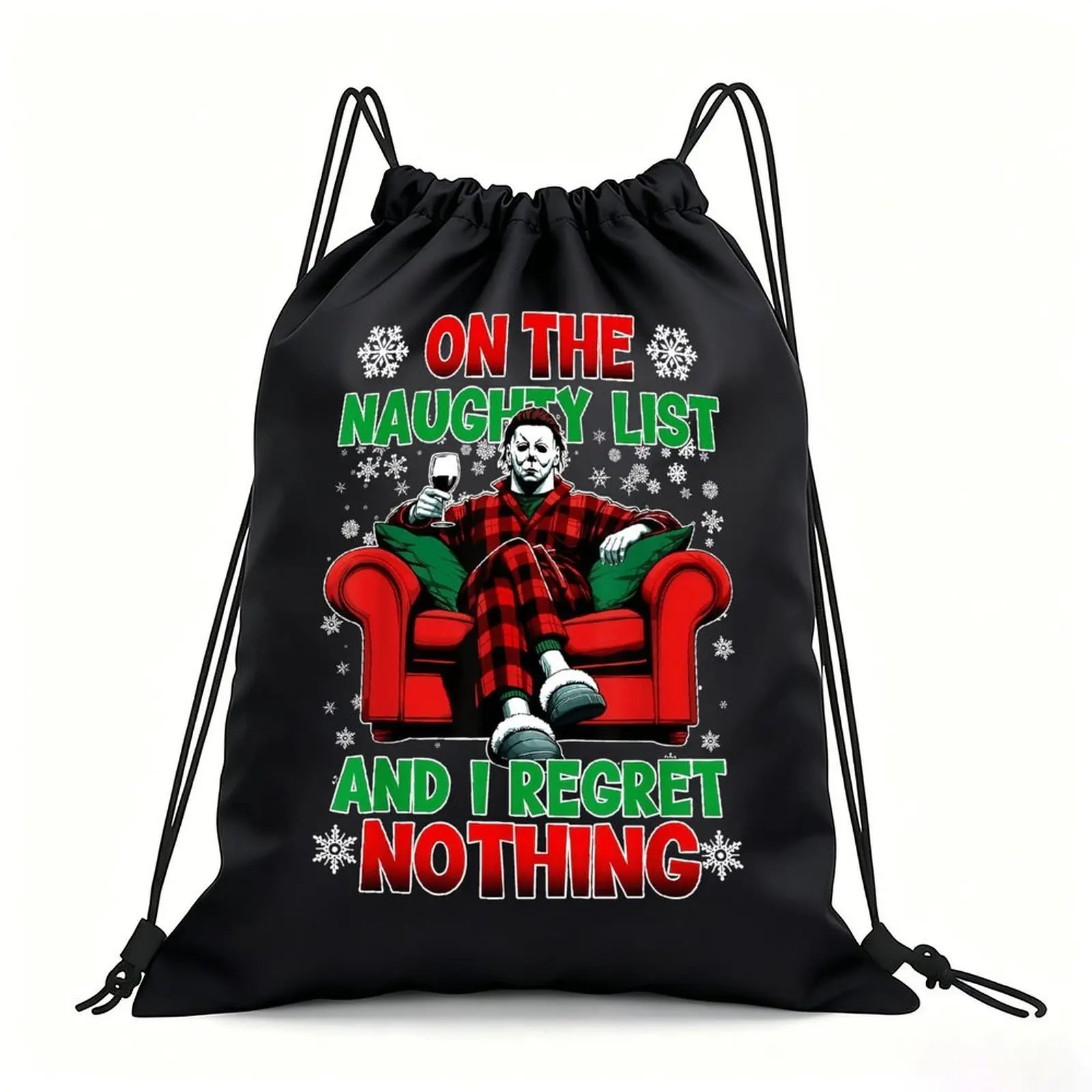 Portable Drawstring Sack Bag with Custom Graphic Print, Waterproof Polyester String Backpack for Gym Workout Swimming Hiking