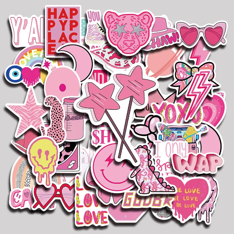 50PCS Preppy Aesthetic Vinyl Stickers Pack for Laptop Water Bottle Phone Case Skateboard Journal Scrapbook DIY Decoration