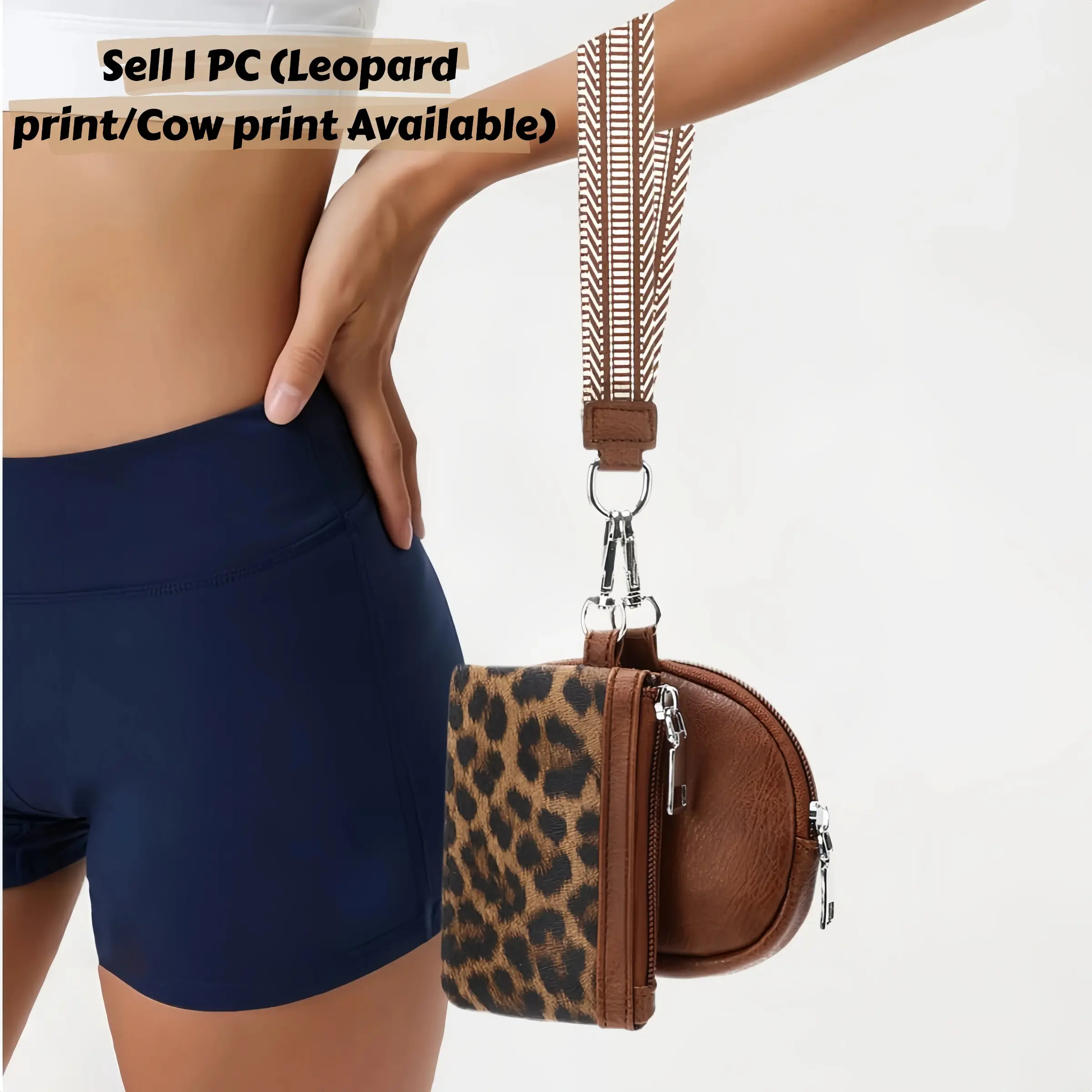 Leopard Print/Cow Print Mini Wrist Bag, pu leather purse, Coin Card Bag Wallet Purse, Vintage Wristlet with Detachable Strap, Compact Small Wallet and Card Holder, Lipstick and Earbud Storage Bag for Daily Use, Sport Use,Travel Shopping