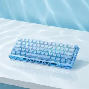 Fresh Blue Translucent 60% Mechanical Keyboard, Gasket Mount Hot-Swappable RGB Wired Gaming Keyboard with Red Switch, N-Key Rollover for Clean Aesthetic PC Setup rainbow