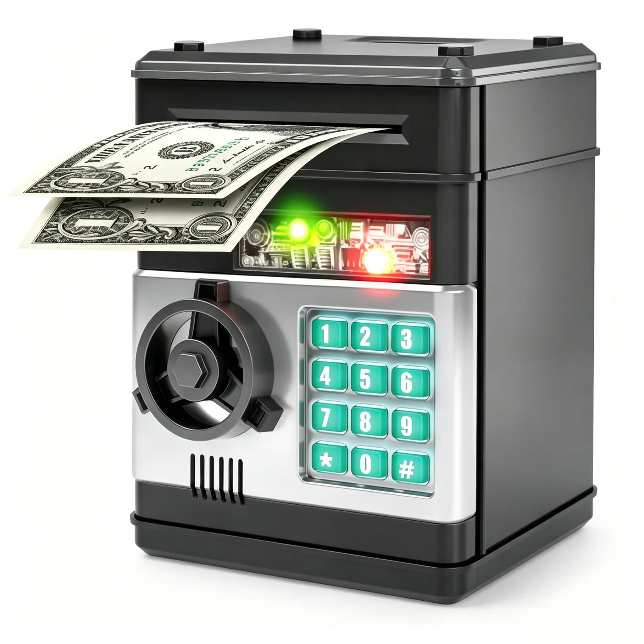 Piggy Bank for Adults kids, Electronic ATM Coin Cash Bank with Password Code Lock and Auto Grab Bill Slot, Large Capacity Coin Bank Money Jar for Adults, Designed for All US Coins`