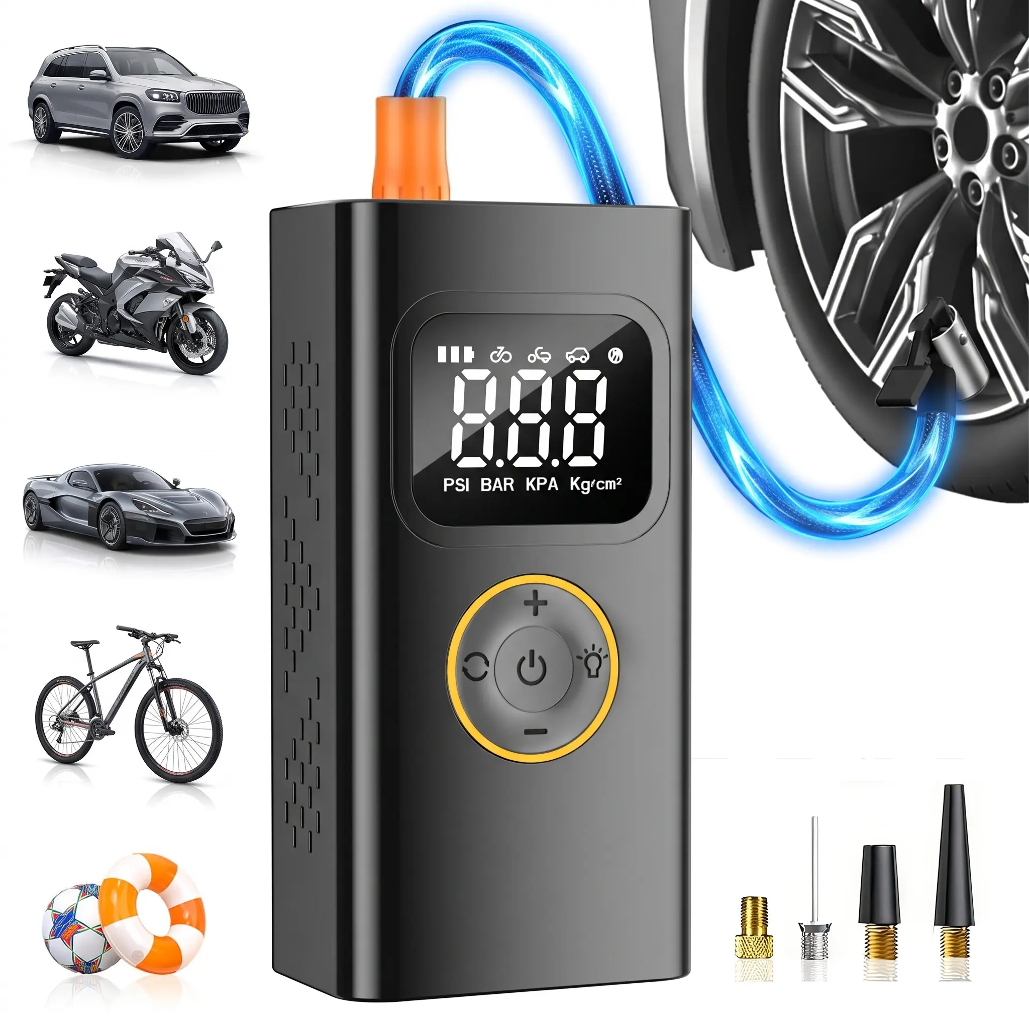 Rechargeable Cordless Automobile Tire Inflator Air Pump - 3X Faster, 150PSI, 32L/min Portable, 1.2 lbs, Auto Shut-Off, USB-C Power Bank, 3-in-1 LED Emergency Light for Car, Motorcycle #fathersdaygift