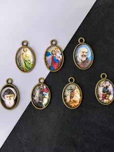 7 Pcs 13x18mm Catholic Saint Oval Charms, Vintage Bronze Material, Small Religious Portrait Pendant, DIY Jewelry Making Supplies