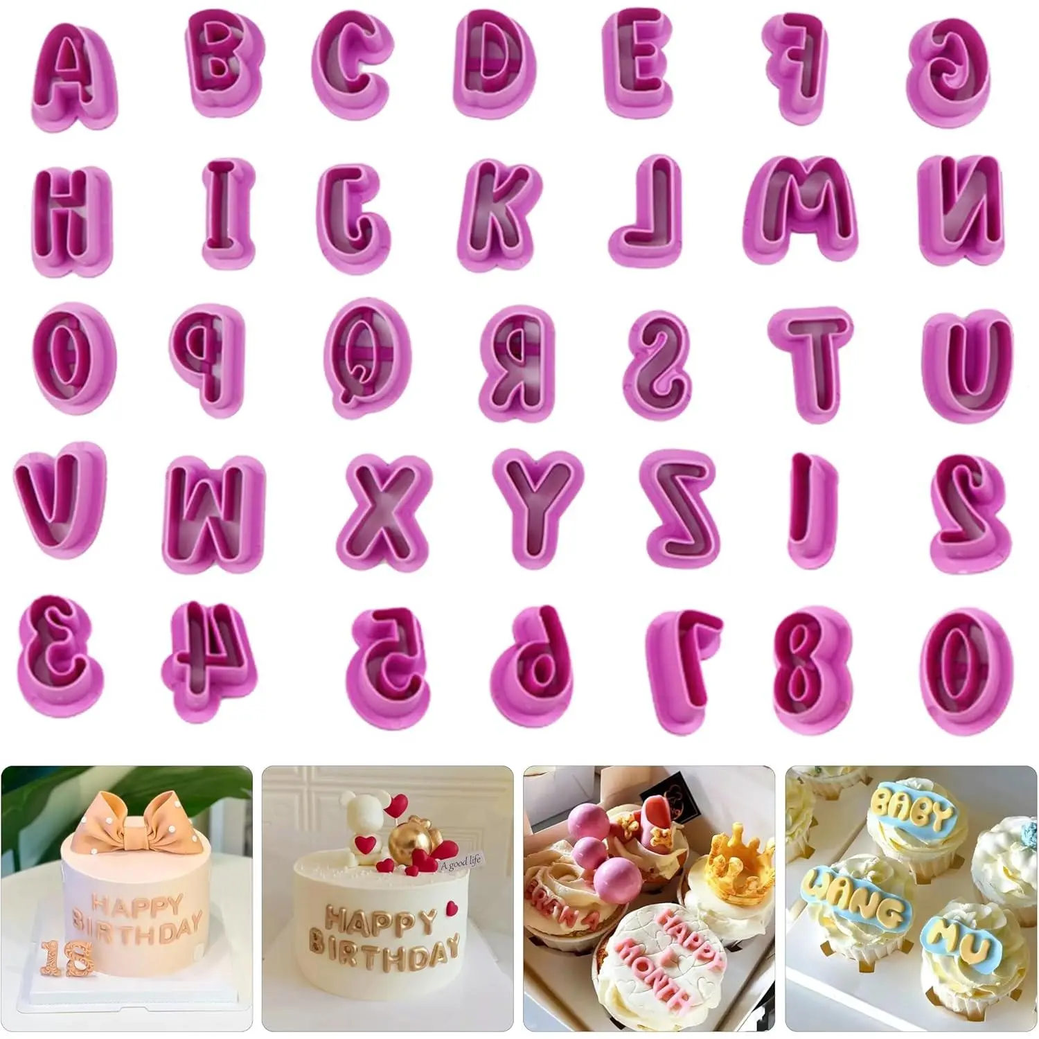 35 count Letter And Number Cookie Cutters,Cake Pop Mold,Fondant Letter Cutters,Alphabet Number Shapes Clay Cutters For Polymer,Suitable Birthday, Christmas,  Year And Holiday Party Decorations