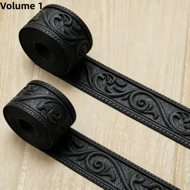 90.55 Inch 3D Embossed Flexible Foam Wall Trim, Luxury Crown Pattern, Self-Adhesive Wallpaper Border, Wall Decor Strip, Baseboard Accent Strip