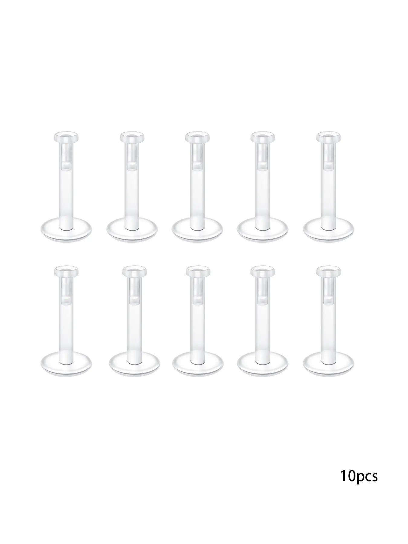 Clear Earrings for Sports, Work, School, Surgery, MRI - Clear Piercing Jewelry Labret Studs for Ears, Cartilage, Helix, Tragus, Lip, Medusa, Monroe - Flat Push-In Plastic Earrings (16g) Piercing Retainers