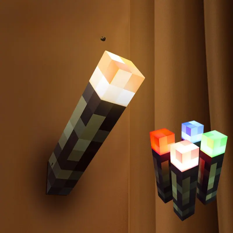 High-Quality Pixel Style Four-Color Glowing Torch Desktop Ornament, Perfect Minecraft Fan Wall Hanging Gift, Ideal Birthday Present, Wall Mountable