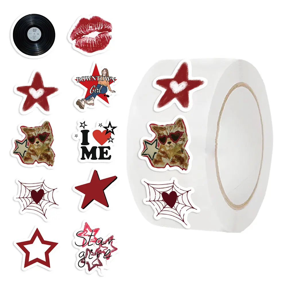 500 Sheets Roll Creative Sealing Stickers, Hand Account Material Envelope Seal Decorations, Waterproof Anti-Scratch No Glue Residue