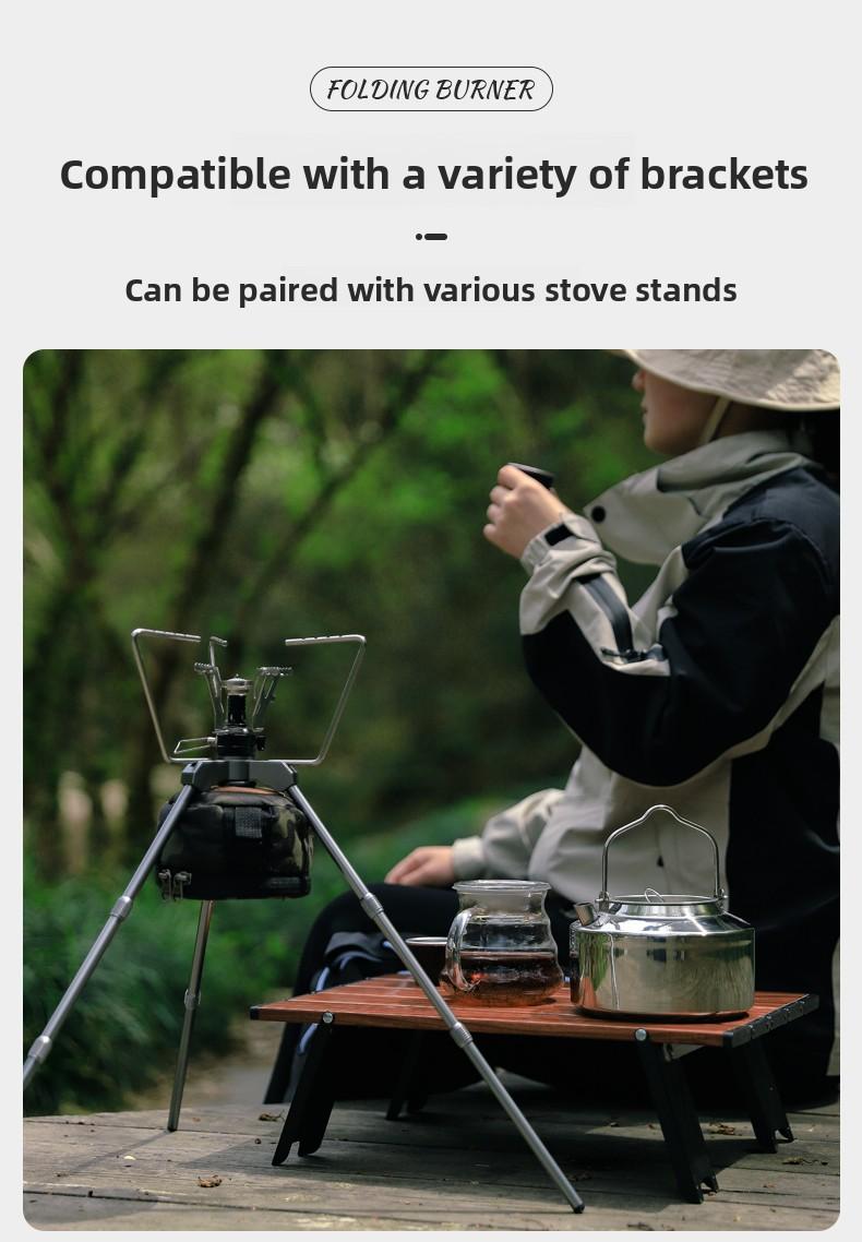 Portable Backpacking Stove Mini Camping Stove with Electronic Ignition All-in-One Outdoor Cooking Gear for Backpacking Travel Hiking Picnic Wild Camping