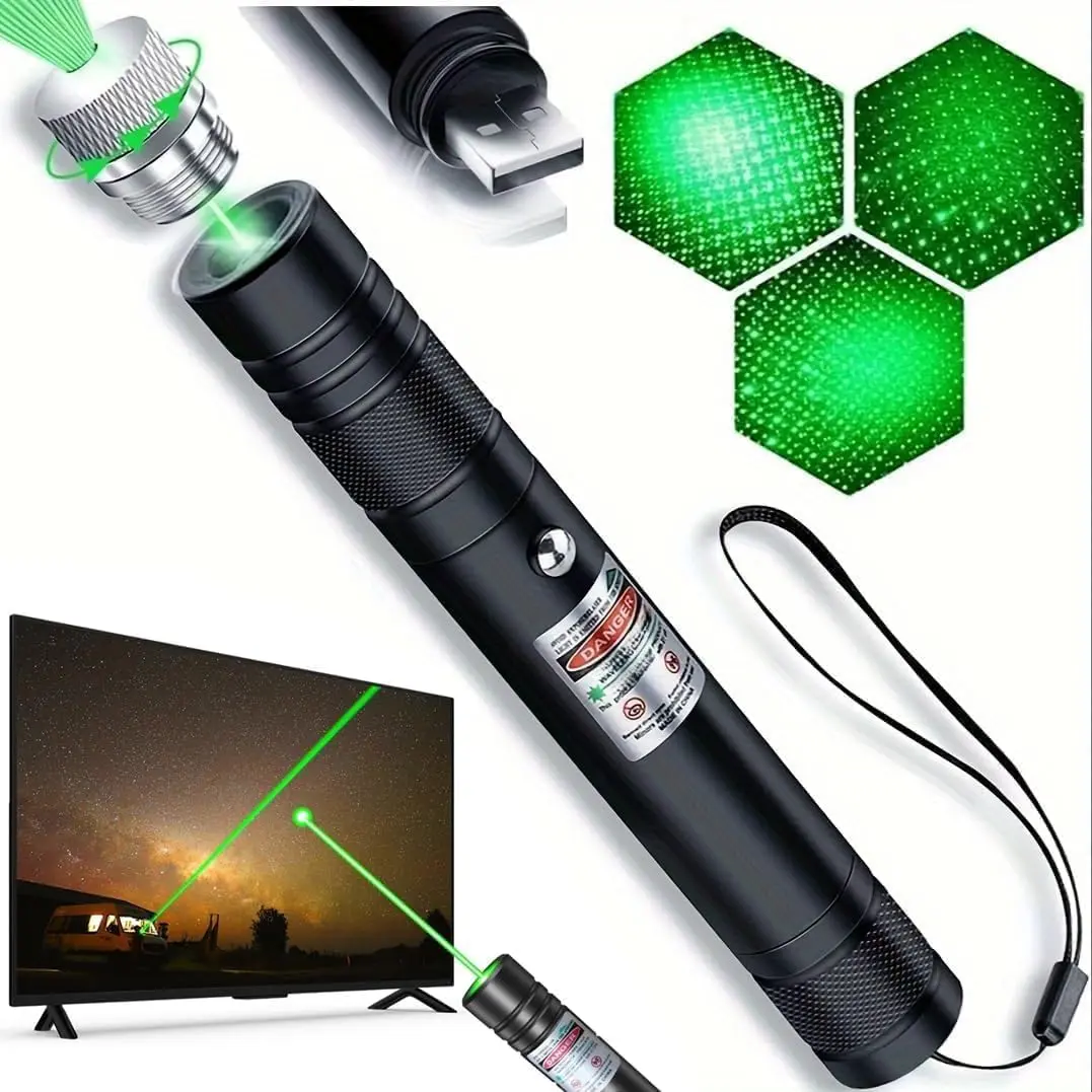 Green Laser Pointer High Power - Long Range Rechargeable Laser Beam, USB Charging Hiking, Presentations & Outdoor Use (Professional-Grade Green Light)