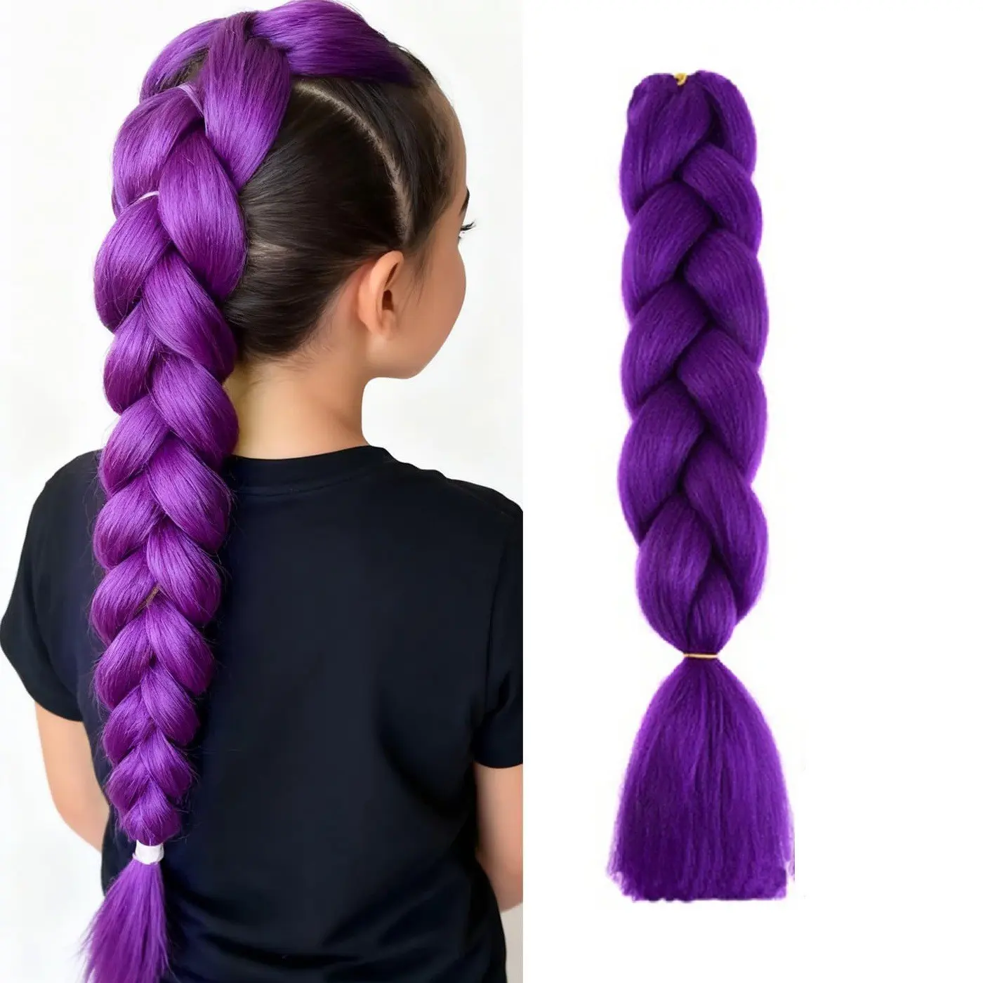 Skpop Hunter Girl Group Cosplay Wig for Kids, Braided Ponytail Hair Accessory, Child-Friendly Costume Prop