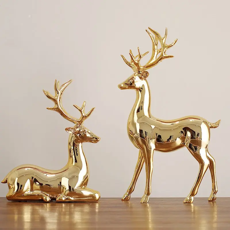 Small Deer Figurine for Living Room TV Stand Wine Cabinet Decor, Elegant Home Decoration Gift, Perfect for Entryway and Interior Design, Decorative Figurines
