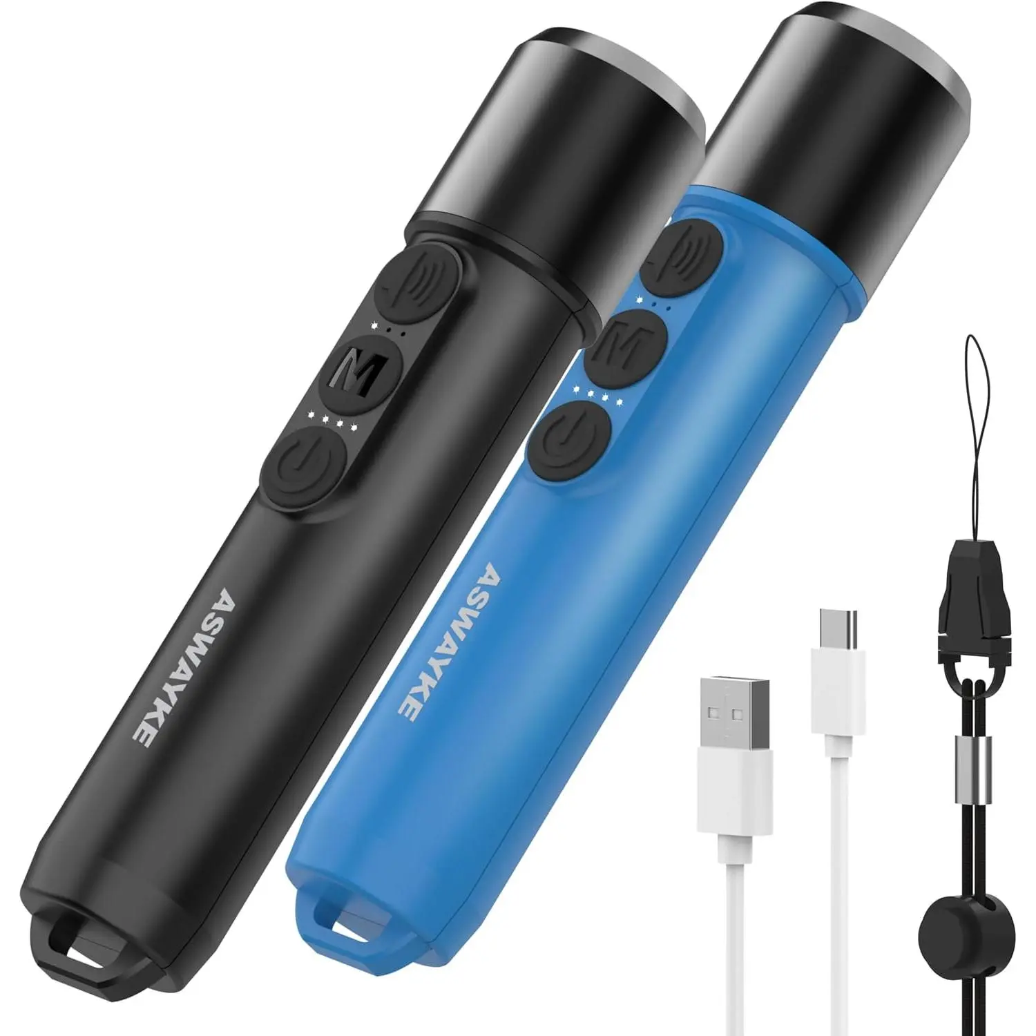 Unisex Compact Aluminum Alloy Electronic Whistle Set (2 Pcs) - 125dB Loudness, Type-C Rechargeable, 4-Level Volume, IPX5 Waterproof, Slim Clip-On for Coaches, Referees, Waterproof Ipx5