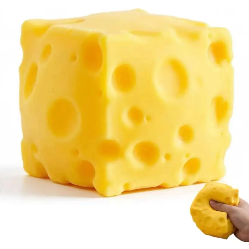 Super Large Soft Cheese Block Stress Relief Toy, Sensory Toy, Squishy Sensory Play, Decompression Squeeze, Soft Tpr Material, Ideal for Adhd and Autism Kids, Perfect Gift for Adults and Children