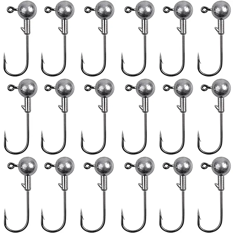 100pcs Round Ball Metal Fishing Jig Heads, Assorted Weight Lure Hooks (1/32, 1/16, 1/8 oz) for Saltwater & Freshwater Crappie, Bass, Trout