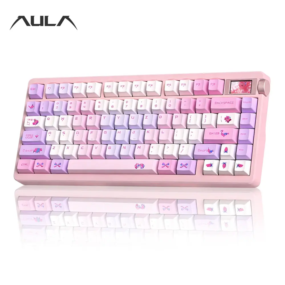 Aula Nova 75 Gaming Mechanical Keyboard, Triple Mode 80 Keys, Hot Swappable, HD Smart Screen with Knob, RGB Lighting, Compatible Windows/MAC/iOS, USB-C/ BT/ 2.4GHz, Lighted Mechanical Keyboard, Gaming PC Accessories