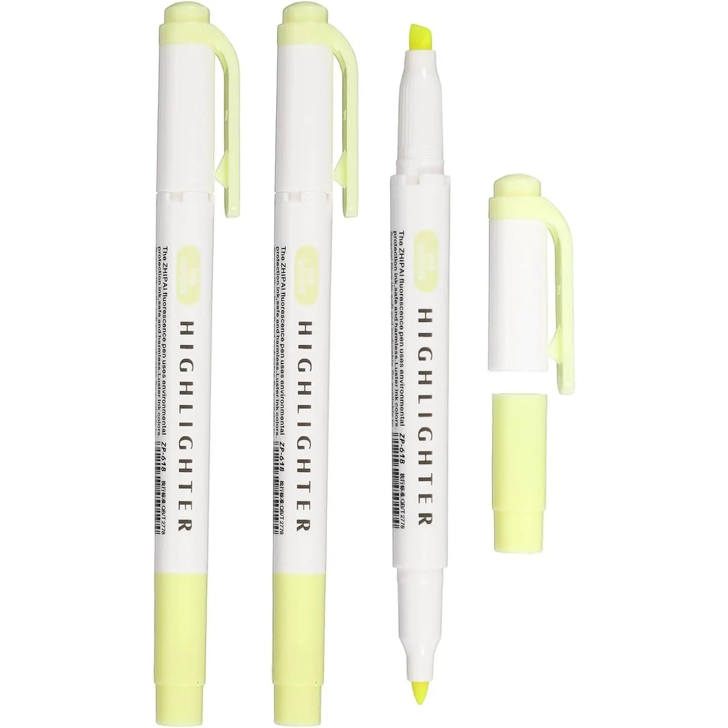 Highlighter Pen, 3 Pack Double Ended Highlighter Broad and Round Tips Marker Pens Studying Supplies for Office  Daily Use, Yellow