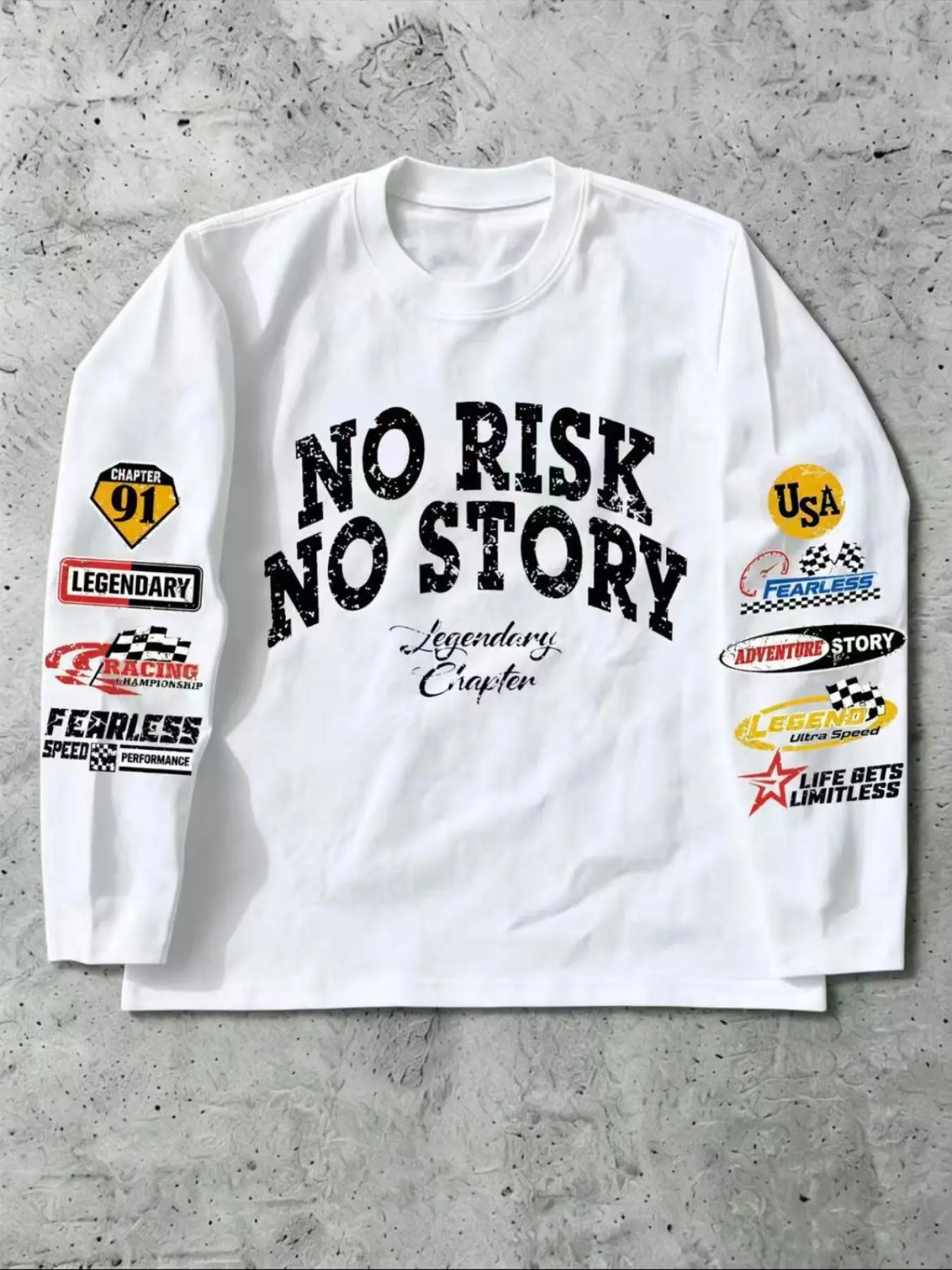 American Racing Style Long Sleeve, Vintage Race Logo, Soft Fabric, Casual, Fall & Winter Wear, High Street Fashion, Unisex Design, Tops