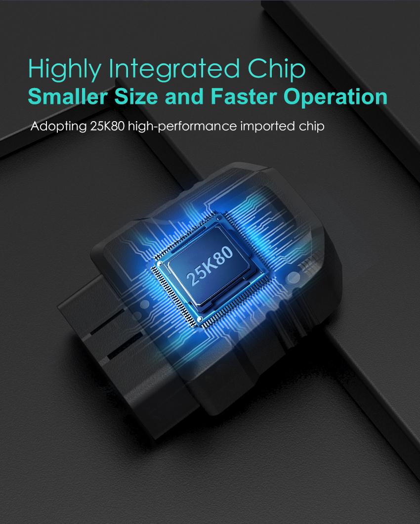 OBD2 Scanner, Automotive Bluetooth Scanner, All System Diagnostic Tool for iOS & Android, Vehicle Health Check, 6 Maintenance Services, Smog Check, Repair Guide, Performance Test