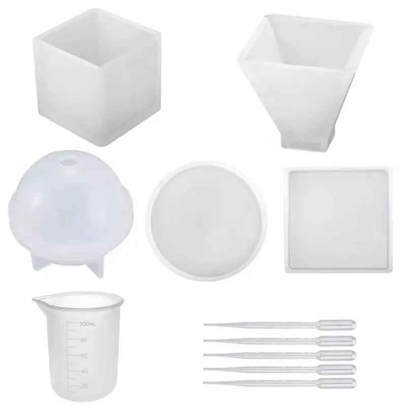 11pcs Resin silicone Molds Kit, Epoxy Resin Molds Including Sphere, Cube, Pyramid, Square, Round, Used for Create Art, DIY, Coasters and The Complete Set Tools, Silicone Molds For Crafts